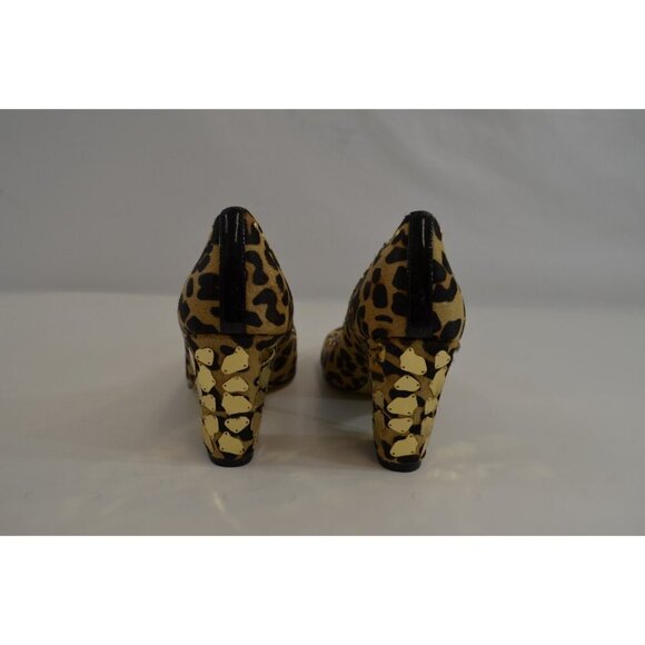 Beverly Feldman Leopard Print Pumps Heels Women's US Size 8 M Metal Accents - Picture 4 of 9